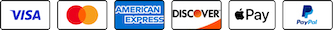 We accept Visa, Mastercard, American Express, Discover, Apple Pay, and PayPal